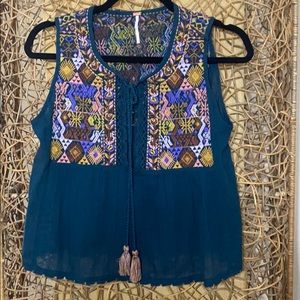 Free people Lohri turquoise top